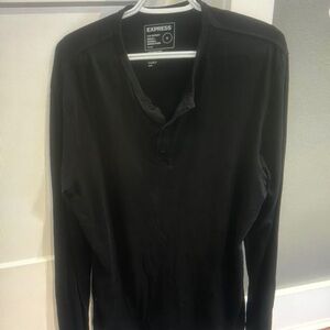 Express Classic Black Henley Top